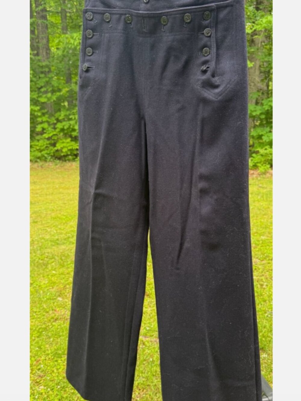 Vintage US Naval Mens 30 x 31 Navy Blue Wool Pants Wide Crackerjack Sailor Pants